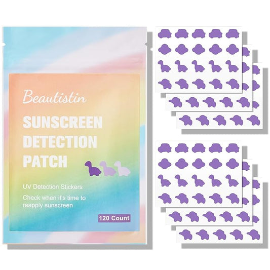 UV Stickers for Sunscreen - 120 Count UV Detection Stickers, Know When to re-Apply Sunscreen, UV Stickers Safe for Kids Age 3+, 4 Pattern Types for Boys & Girls