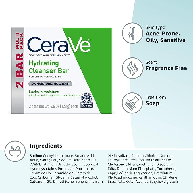 CeraVe Hydrating Cleanser Bar | Soap-Free