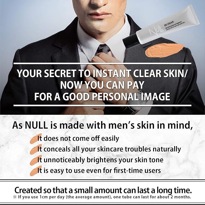 NULL [Matte Finish] mens BB Cream, Mens concealer, Japan (Ochre) 7oz