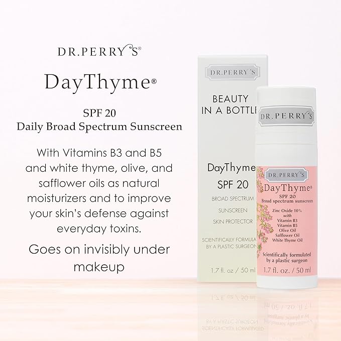 Dr. Perry’s DayThyme SPF 20 Daily Broad Spectrum Sunscreen with Zinc Oxide and Vitamins B3, B5