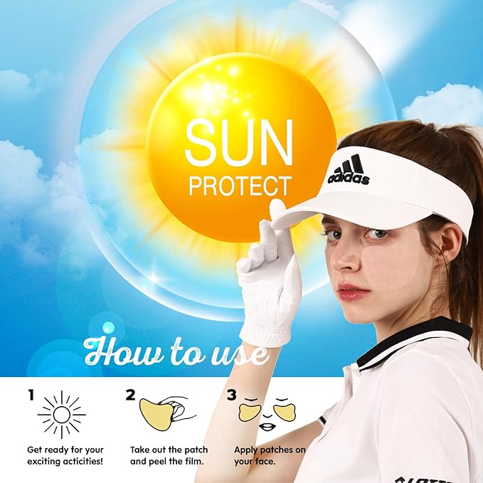 UV Protection Golf Patch (Clear, 4 PCS)- Hydrating Sunscreen Gel Facial Patches for Outdoor Activities, Skin Care Sunblock for Golfers