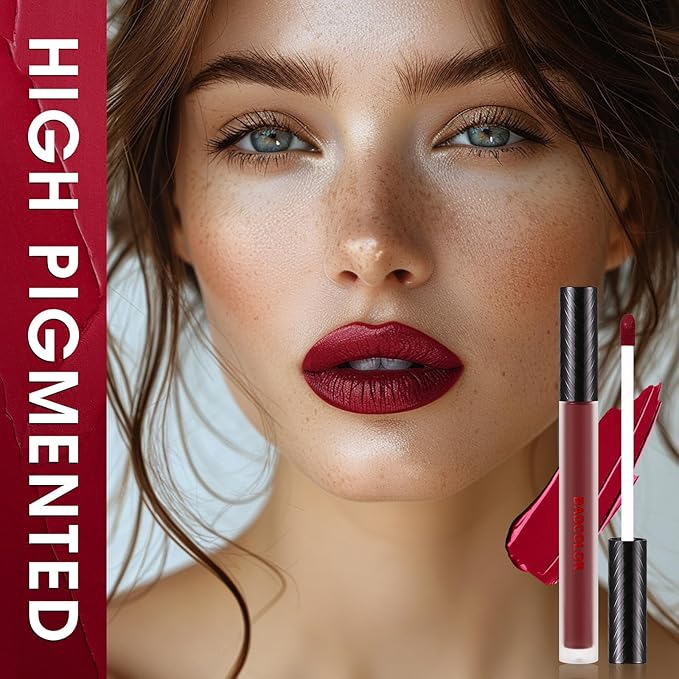 3 Colors Red Matte Liquid Lipstick Set, Burgundy Lipstick