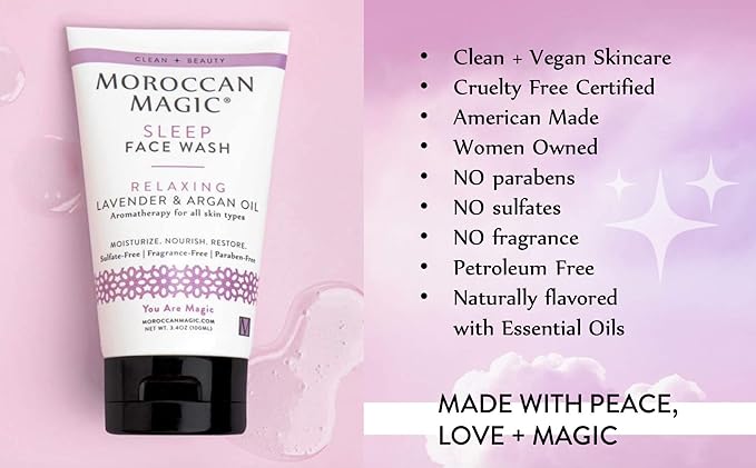 Moroccan Magic Sleep Exfoliating Face Wash | Clean Beauty | Sweet Lavender | Vegan | Cruelty-Free