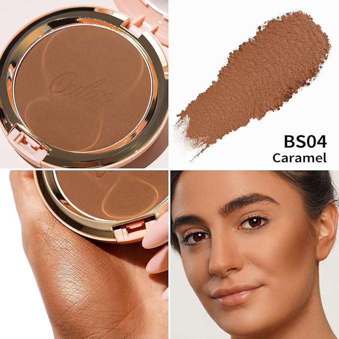 Oulac Matte Bronzer Powder Face Makeup with Mirror Cruelty-Free BS04