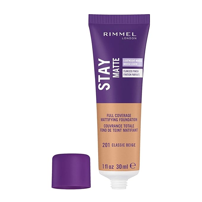 Rimmel London Stay Matte Liquid Mousse - 201 Control, Oil-Free, 1oz