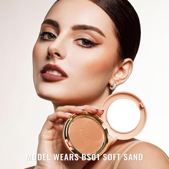 Oulac Matte Bronzer Powder Face Makeup with Mirror Cruelty-Free BS02