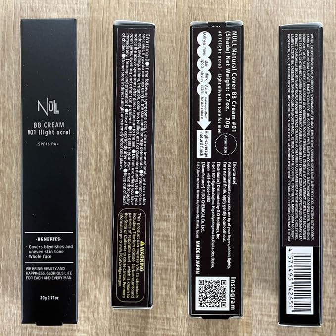 NULL [Matte Finish] mens BB Cream, Mens concealer, (Light Ochre) 7oz