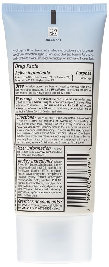 Neutrogena Ultra Sheer Dry-Touch Sunscreen SPF 45, 3 Fl Oz