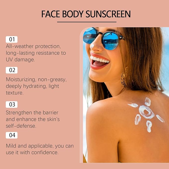 Sunscreen for Face & Body SPF 30,Moisturizing Sunscreen,Facial Moisturizing Sunscreen, Non-Greasy Formula Sunscreen