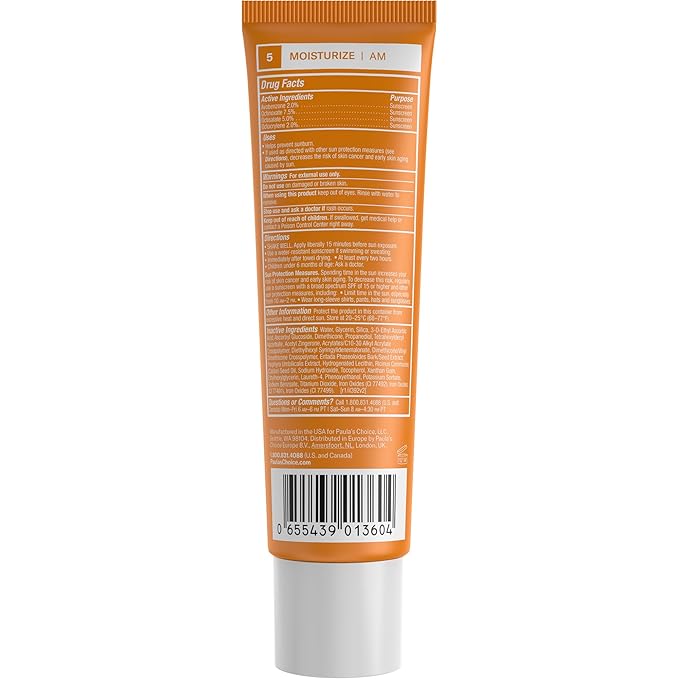 Paula’s Choice 5% Vitamin C Sheer Moisturizer SPF 50, Lightweight Invisible Broad-Spectrum Sunscreen, Brightens Dullness, Prevents Dark Spots, For All Skin Types Including Blemish-Prone, 2 Fl Oz.