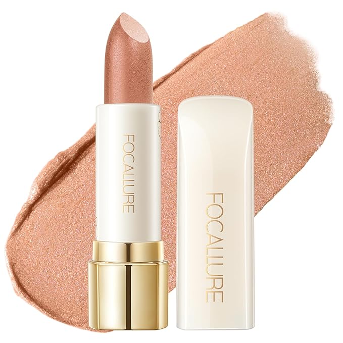 FOCALLURE Moisturizing Shiny Lipstick,Pearl Shimmery Finish,Hydrating Tinted Lip