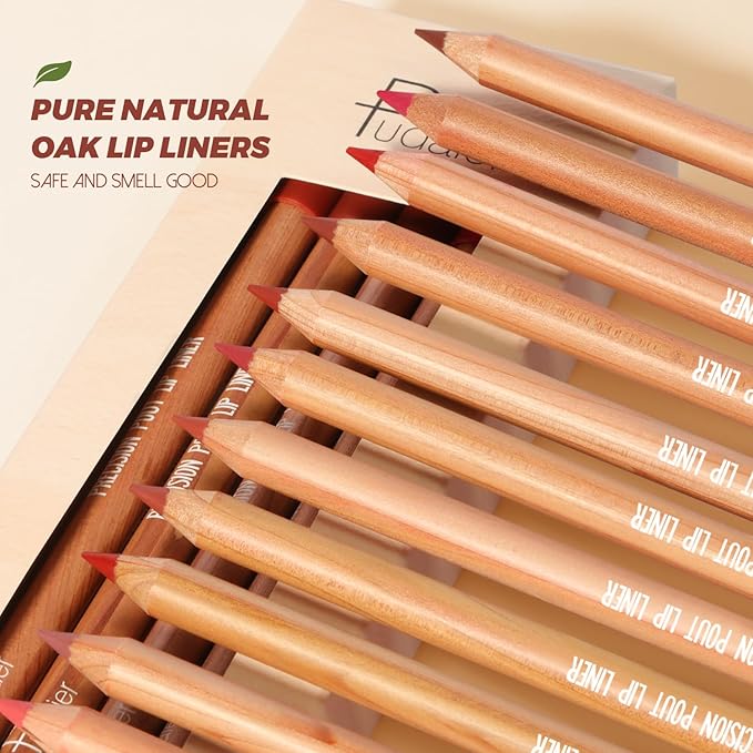 Lip Liner Set, 12Pcs Pure Natural Oak Brown Lip