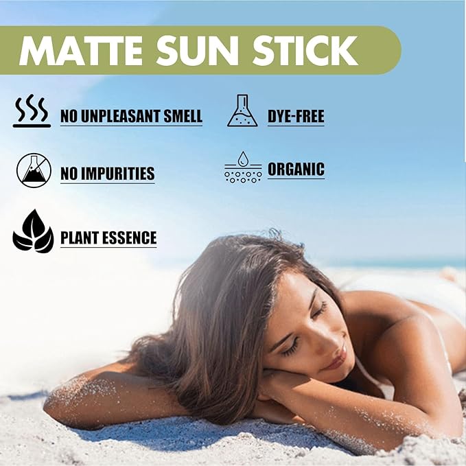 Sun Stick, Matte Sunscreen Stick, Face Sunscreen SPF 50, Body Sunscreen Stick, Travel Size Sunscreen For Women - 0.63 oz