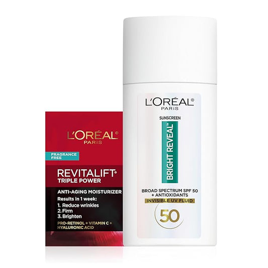 L'Oreal Paris Bright Reveal Broad Spectrum Daily SPF 50 UV Lotion, 1.7 fl oz + Moisturizer Sample