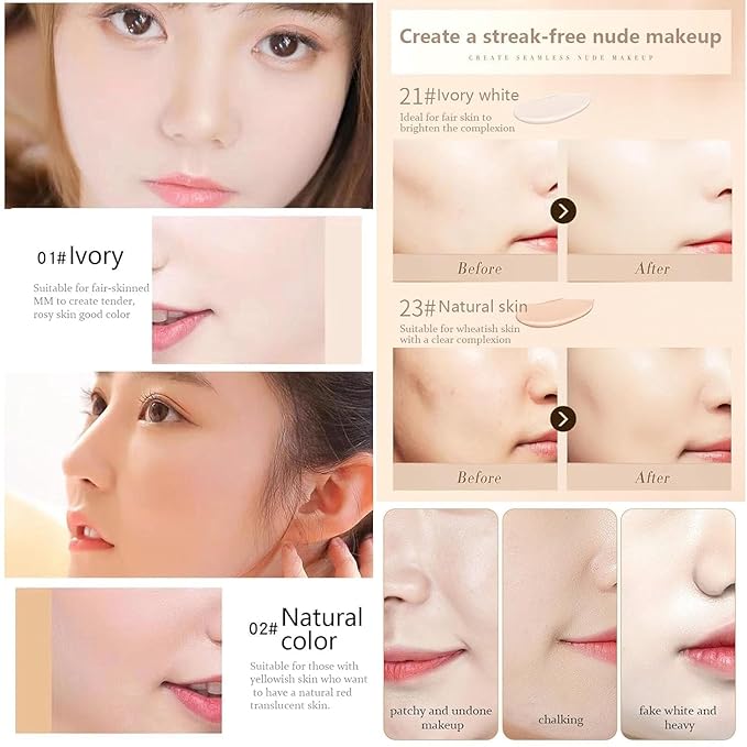 Butterfly Air Cushion Powder Puff BB Cream, Korean (2pcs Natural)