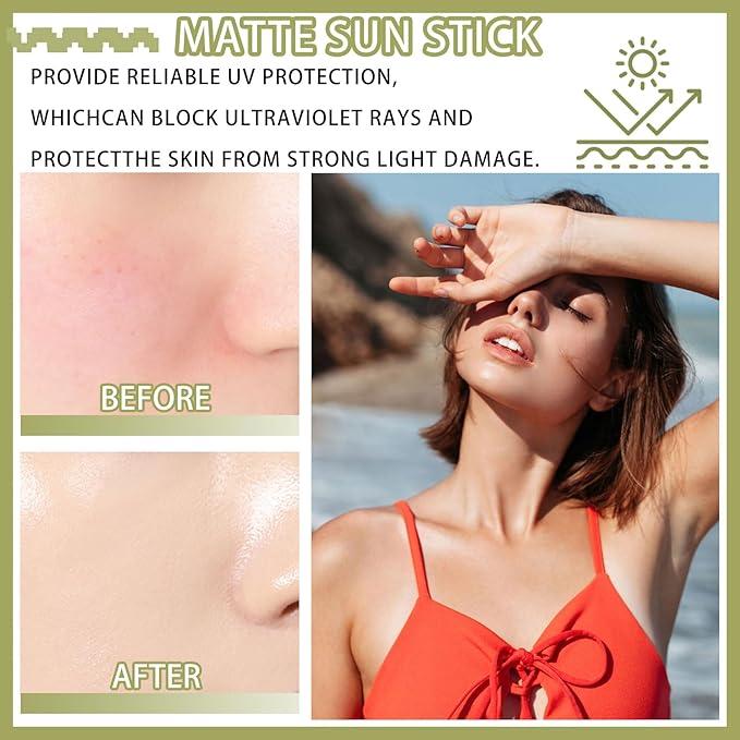 Sunscreen Stick,Moisturizing Matte Sun Stick for Face & Body,Oil Control Long Lasting Non-Greasy Sunblock Stick, Sunstick SPF 50+ Facial Moisturizer