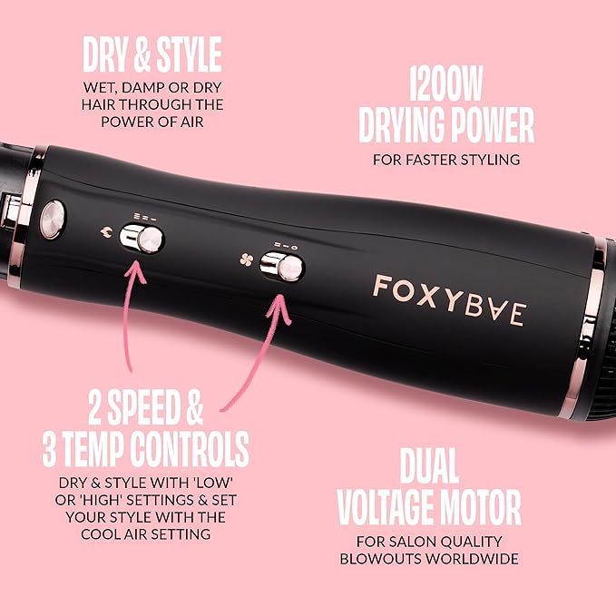 Foxybae Super Styler – 4-in-1 Blow Dryer Brush [Black Rose-Gold]