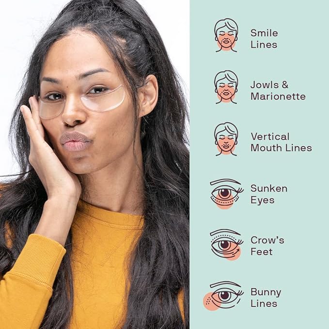 Dermaclara Eye & Mouth Patches - Anti-Wrinkle Silicone Patches for Smile Lines & Under Eye, Overnight Face Pads for Women & Men for Laugh & Frown Lines, Anti Aging, Reusable up to 30 Times - 4 Patches