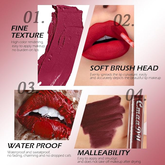 evpct CmaaDu 1Pcs Brick Red Liquid Matte Lipstick