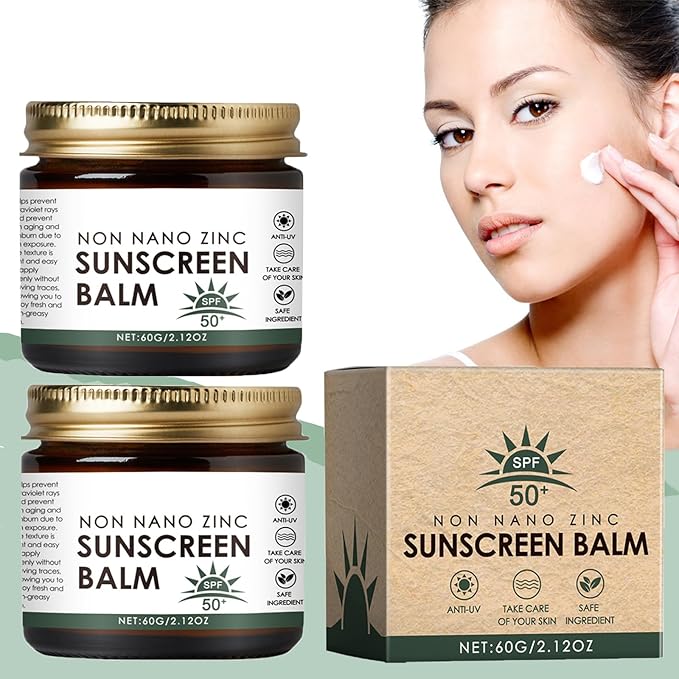 Beef Tallow and Zinc Sun Balm - 2Pcs x 2.12 oz, Brown