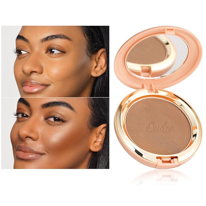 Oulac Shimmer Bronzer Powder Face Makeup with Mirror Cruelty-Free B03