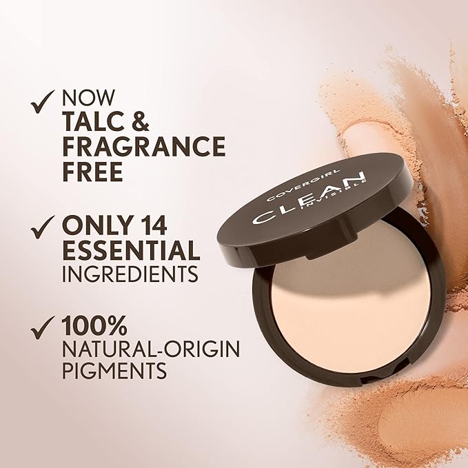 Covergirl Clean Invisible Pressed Powder, Lightweight, Breathable, Vegan Natural 120, 0.38oz