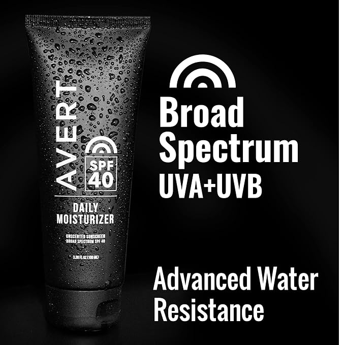 AVERT Moisturizer with SPF 40 | Unscented, No Octinoxate, No Oxybenzone, Ultra Lightweight, Face Sunscreen, Travel Size, No White Cast