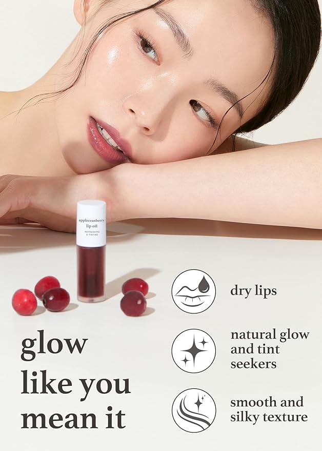 NOONI Korean Lip Oil - Applecranberry | Refreshing, Lip