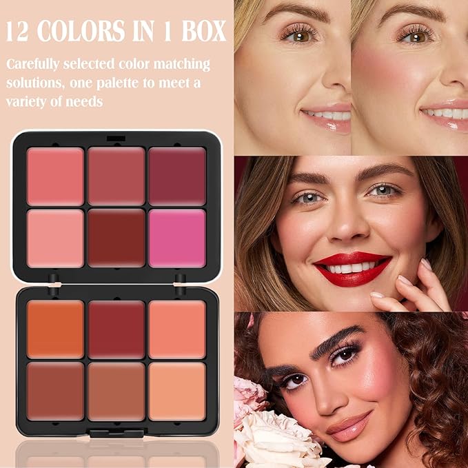 12 Colors Cream [Blush] Makeup Palette for Cheeks