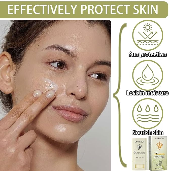 Sunscreen Stick,Moisturizing Matte Sun Stick for Face & Body,Oil Control Long Lasting Non-Greasy Sunblock Stick, Sunstick SPF 50+ Facial Moisturizer