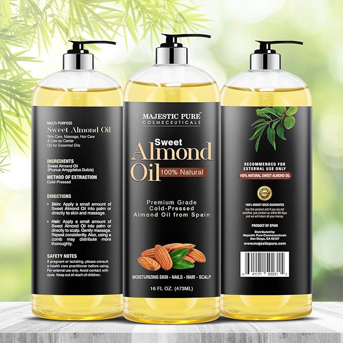 MAJESTIC PURE Sweet Almond Oil, Triple