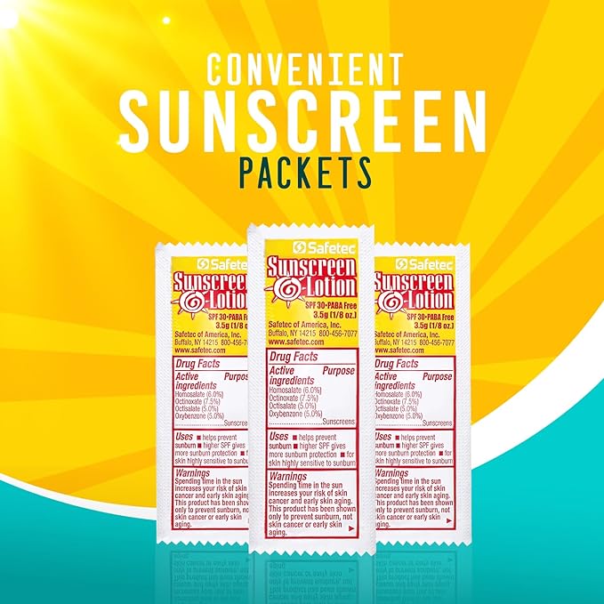 Sunscreen Lotion, SPF30 Protection and PABA Free, Individual Packets of Sunscreens (Pack of 100) – Travel Size Sun Screen for Outdoors, Bundled with reclosable Homesphere bag (100)