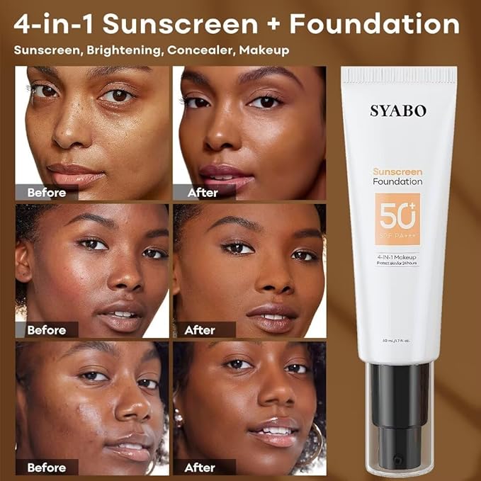 Tinted Face Sunscreen, SPF 50 Sunscreen for Face, Hydrating Sun Essence, Concealer Sunscreen, Lightweight Travel Size Against UVA and UVB Sun Protection, Buff 50ml / 1.7oz