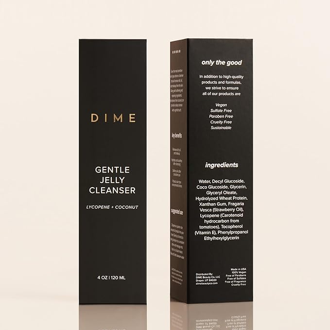 Dime Beauty Gentle Jelly Cleanser, Hydrating Facial Cleanser and Makeup Remover, Sensitive Skin Face Wash, Travel Size Face Wash 2 oz / 60 ml