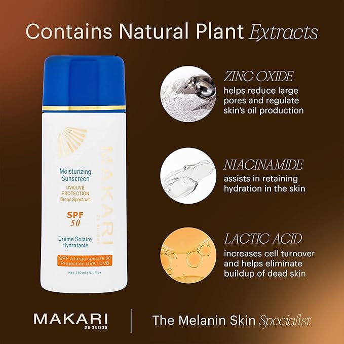 Makari Moisturizing Sunscreen SPF 50 (5.1 fl oz) | Broad Spectrum UVA & UVB Sunblock with Beeswax | Anti-Aging Sunscreen for Face and Body | Lightweight Face Sunscreen Lotion with SPF