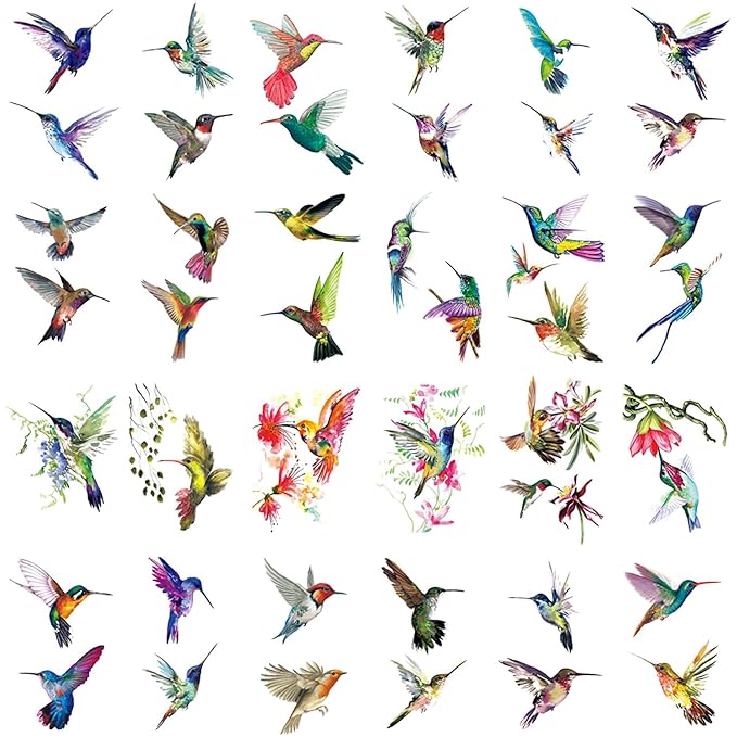 Weetuu 24 sheets hummingbird temporary