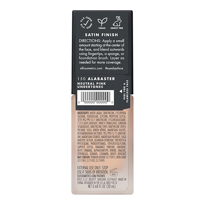 e.l.f. Flawless Finish Foundation, Lightweight & Medium Coverage, Oz () 20mL