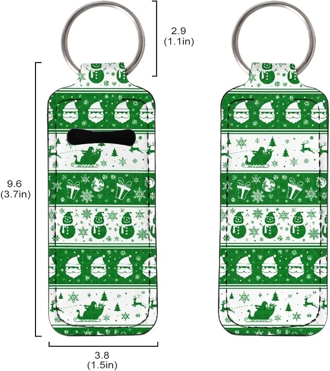 Xmas Snowman Stripe Design Lipstick Holder Keyring