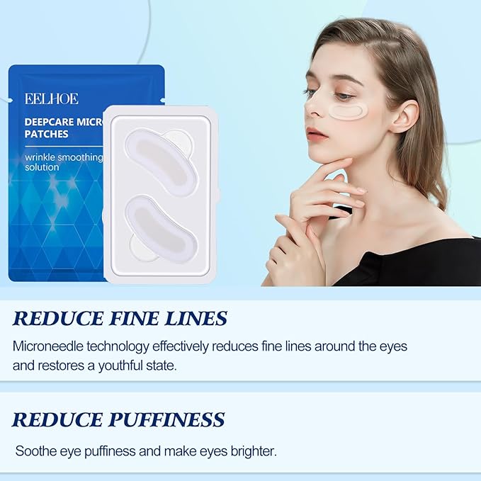 6 Picecs Malora Microglow Eye Patches,Hyaluronic Patchess for Under,Malora Under EyePatches for Wrinkles,Reduces Puffiness & Eye Bags,Under Eye Wrinkles Hydrating Sticker Mask (1Box)
