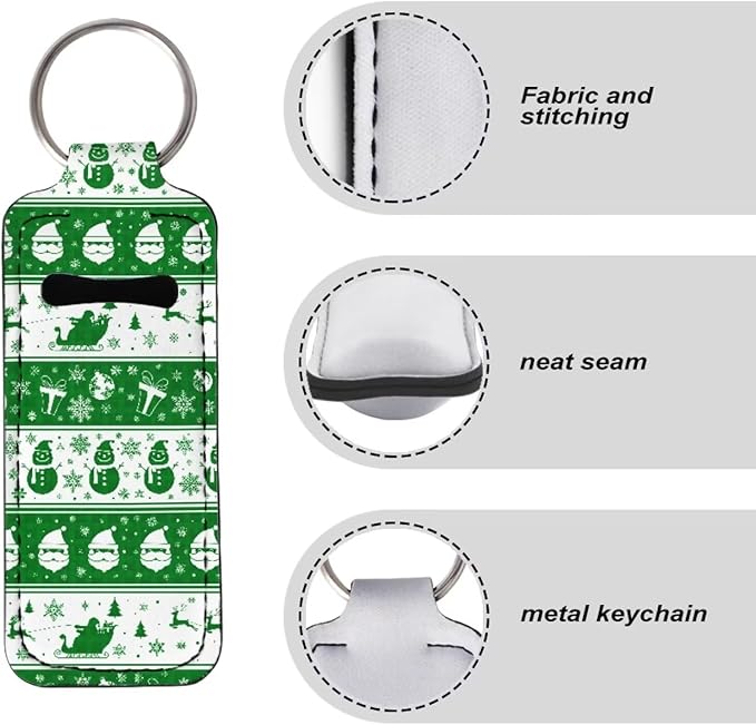 Xmas Snowman Stripe Design Lipstick Holder Keyring