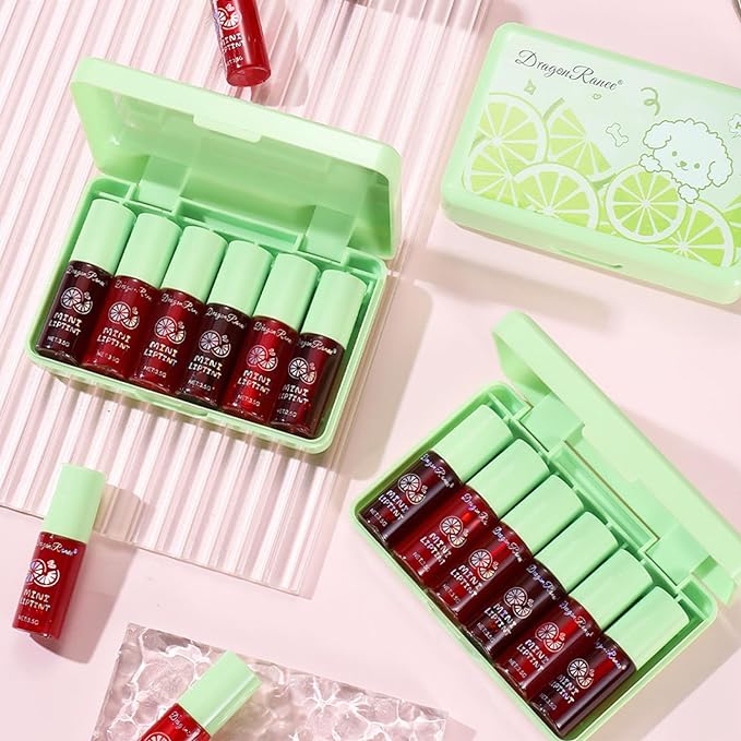 6-Color Korean Velvet Lip Tint Set - Waterproof, Lip