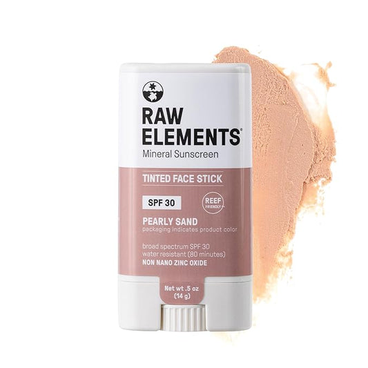 Raw Element Ultra-Moisturizing Face Tint Sunscreen, SPF 30+, Non Toxic Mineral Face Cream, Non Nano Zinc Oxide, Reef Friendly, Safe for All Ages, 0.5 oz, Pearly Sand, Pack of 1