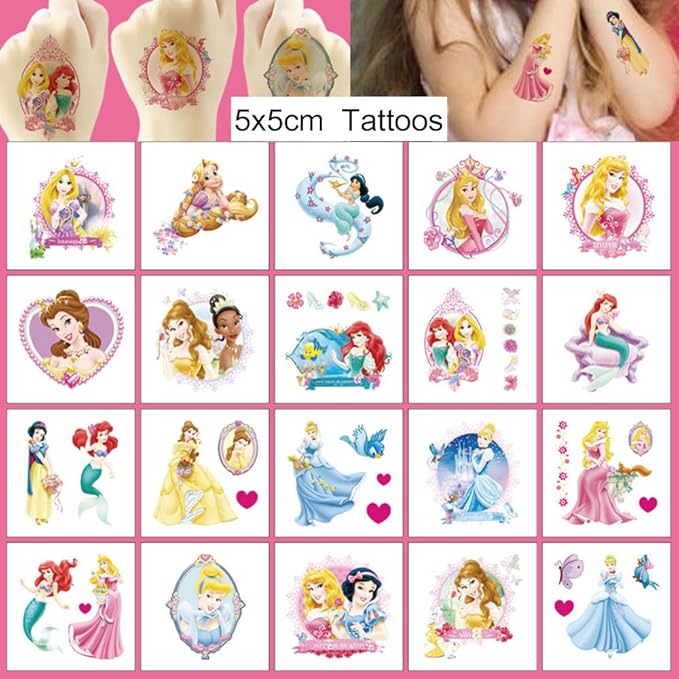 20 sheets princess temporary tattoos