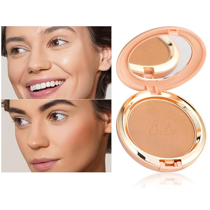 Oulac Shimmer Bronzer Powder Face Makeup with Mirror Cruelty-Free B01