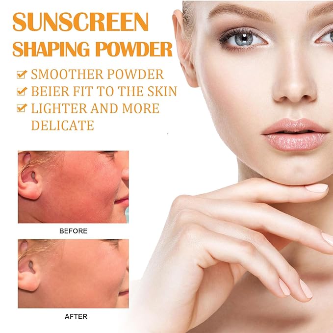 Mineral Powder Sunscreen, Powder Sunscreen for Face,Mineral SPF 50 PA+++ Sunscreen Powder,Long-Lasting Lightweight Breathable Sunscreen Power Brush