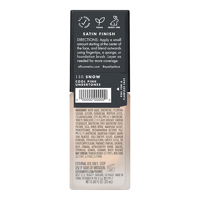 e.l.f. Flawless Finish Foundation, Lightweight & Medium Coverage, Oz () 20mL