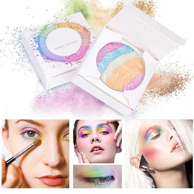 Pro 6 Colors 3D Baked Rainbow Highlighter Eyeshadow