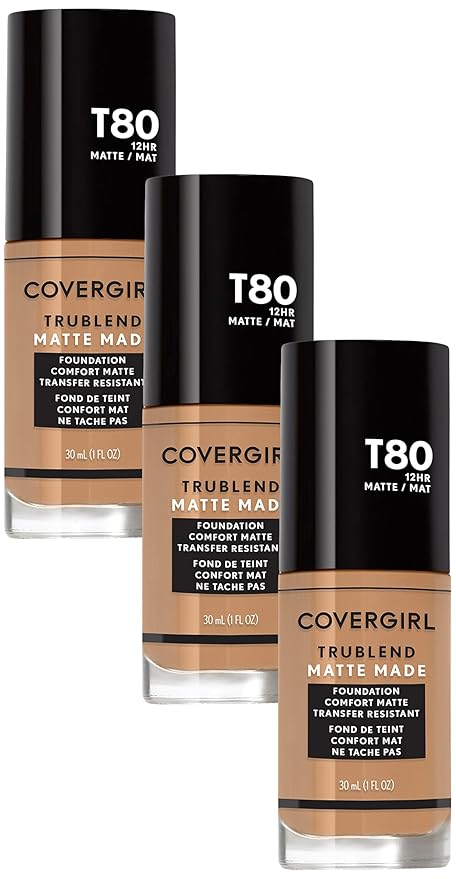 COVERGIRL TruBlend Matte Made Liquid Foundation, Toasted Caramel of 3)