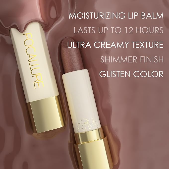 FOCALLURE Moisturizing Shiny Lipstick,Pearl Shimmery Finish,Hydrating Tinted Lip