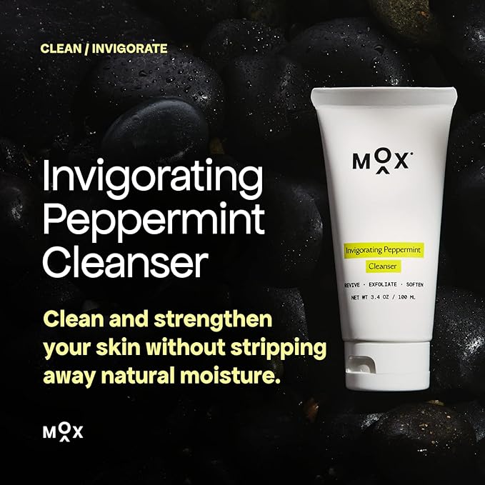 Mox Skincare Hydrating Mint Face Cleanser (3.4 oz) | Exfoliating Daily Face Wash | Unclog Pores with Salicylic Acid